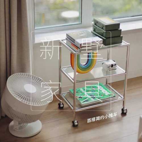 简约家用移动手推车客厅酒水车酒店不锈钢餐车卧室置物架小推车