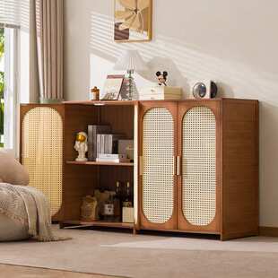 实木餐边柜靠墙一体柜子储物柜客厅茶水柜樱桃木色厨房橱柜置物柜