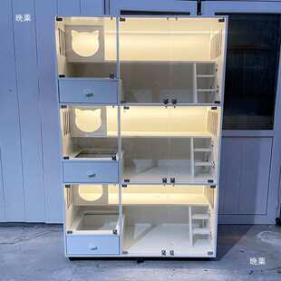 猫别墅实木猫笼宠物店玻璃猫咪繁育柜展示柜寄养柜猫舍厂家
