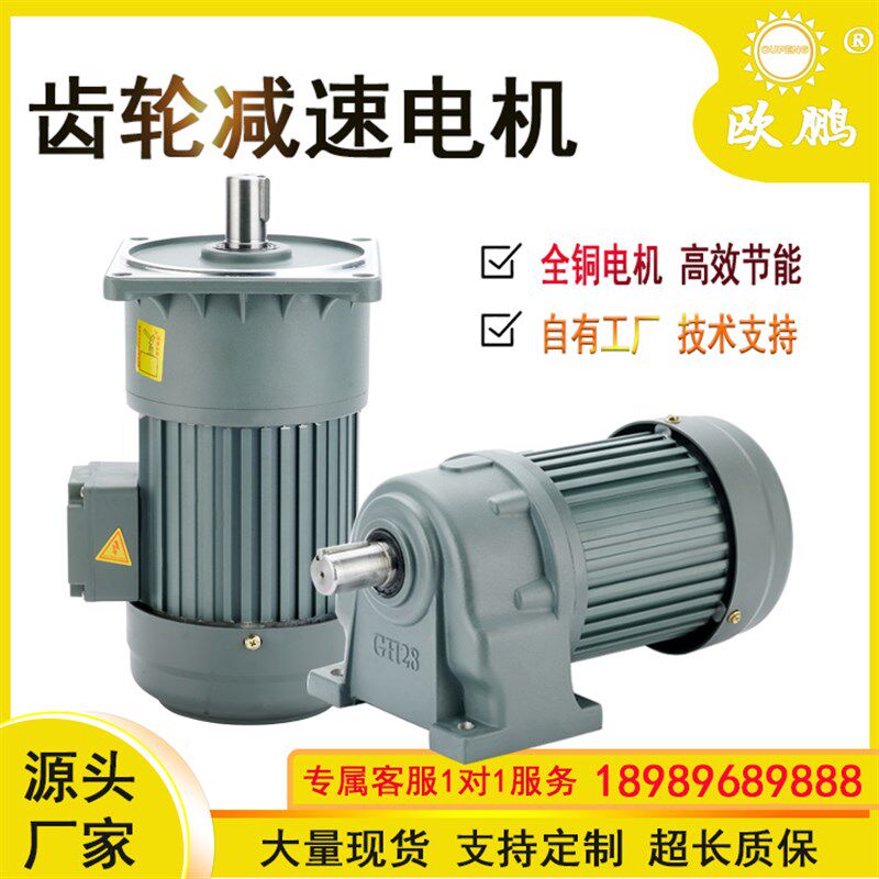 欧鹏齿轮减速电机立式三相380V异步变频可逆小型卧式220v调速马达