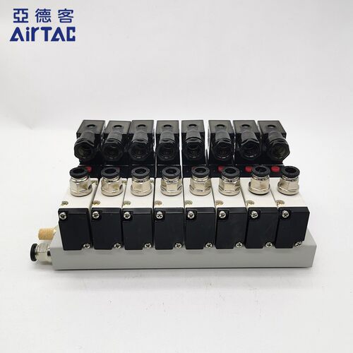 气动阀二位三通电磁阀换向阀3V210-08 24V控制气阀220V含汇流板组