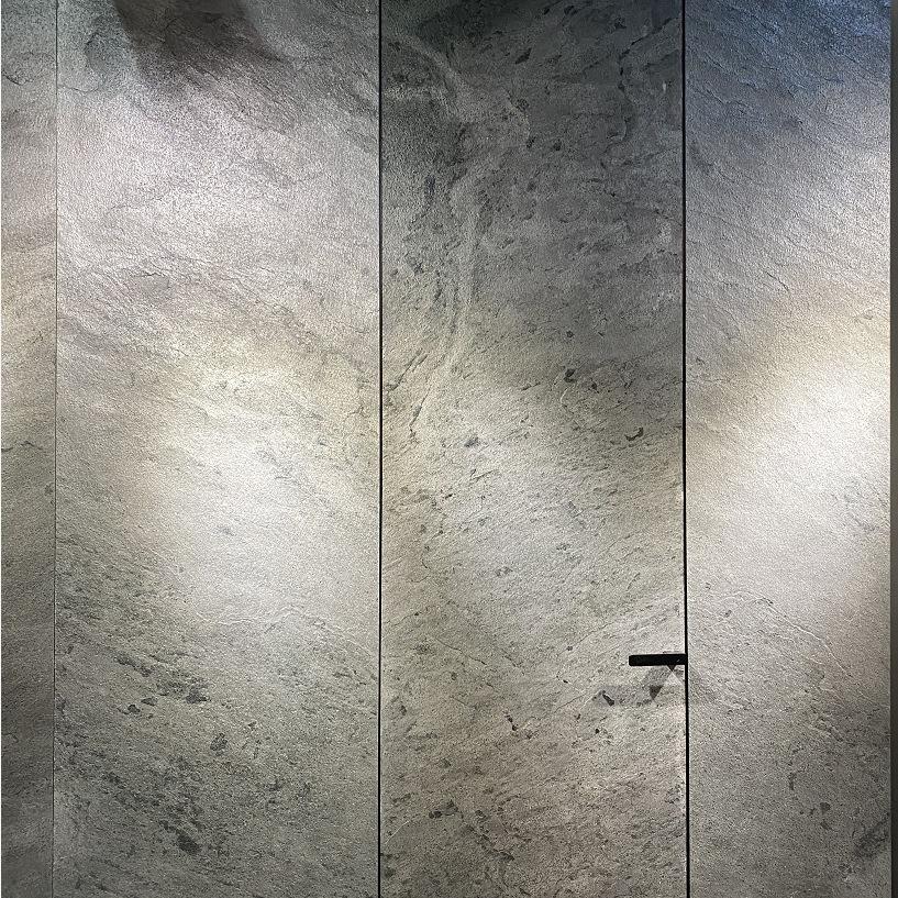 珊瑚海真实岩板门意式轻奢隐形门高端别墅大门大理石纹门厂家定制