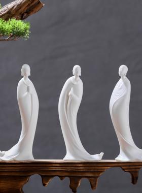 创意中式陶瓷白色无相佛像禅意家居摆件室内玄关客厅会所软装饰品