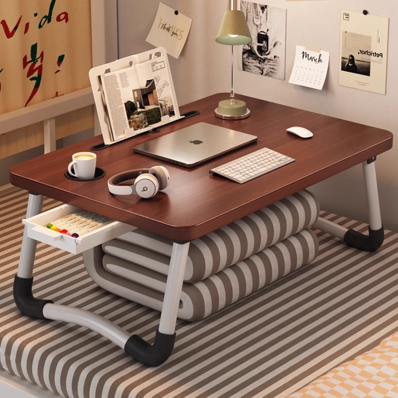 瑞典适宜家用可折叠床上小桌子学习书桌笔记本电脑桌懒人卧室飘窗