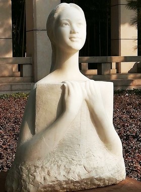 定制抽象汉白玉人物雕塑户外广场校园景观摆件铸铜工艺品简约装饰