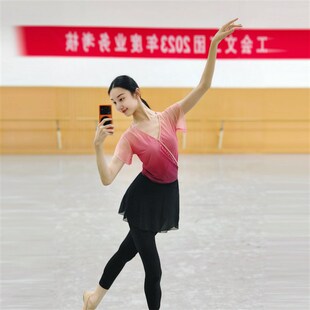 身韵基训纱衣艺考水钻古典舞服女练功服短袖 演出服古风 渐变新款