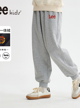 LeeKids童装女童加绒裤子秋冬款男童加厚一体绒卫裤儿童冬装卫裤