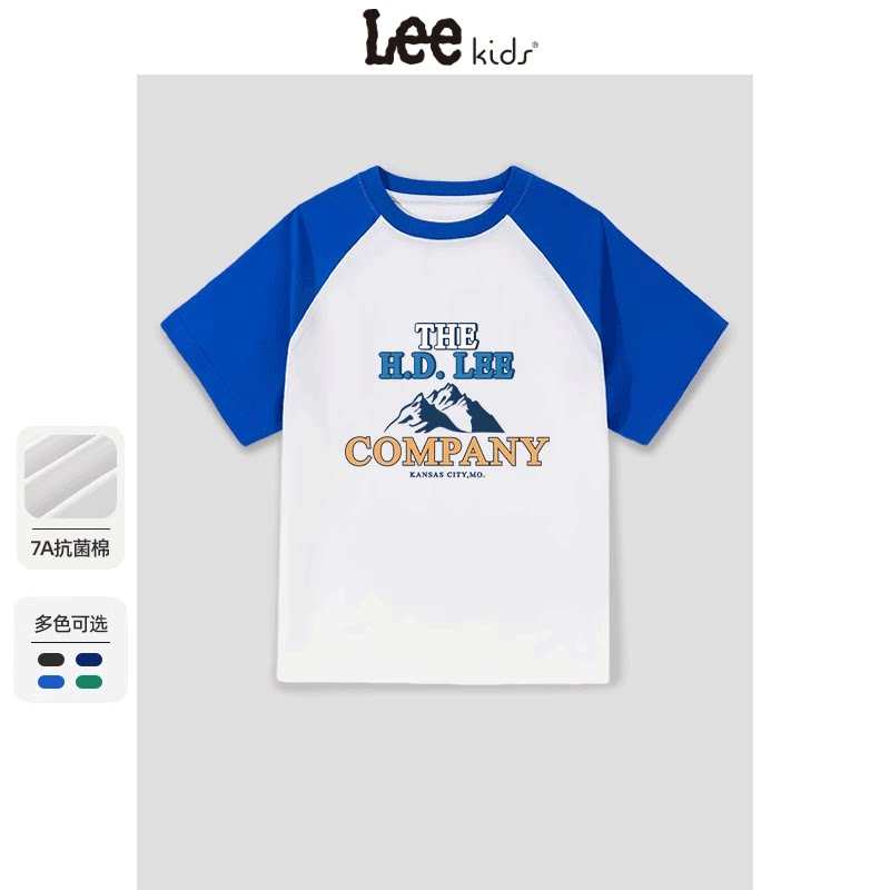 Leekids男童微潮插肩袖纯棉短袖图片