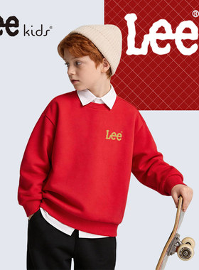 LeeKids童装男童红色本命年衣服中大童冬季加绒保暖上衣儿童卫衣