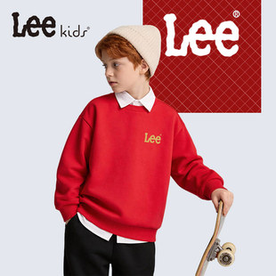 LeeKids童装男童红色本命年衣服中大童冬季加绒保暖上衣儿童卫衣