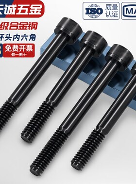 半牙12.9级高强度内六角螺丝杆加长圆柱头螺钉M5M6M8M10M12M16M20