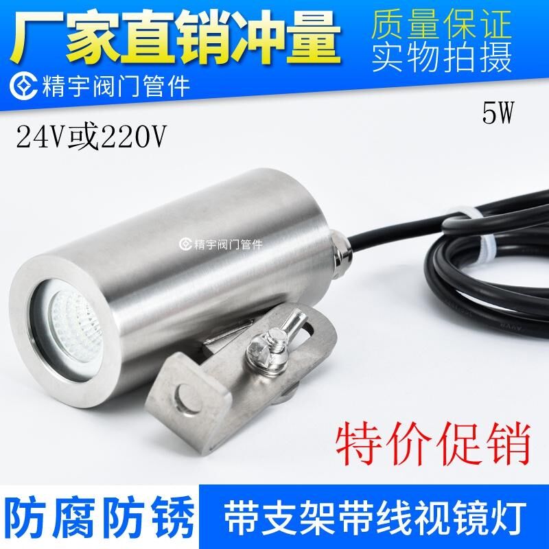精宇304法兰视镜支架灯不锈钢视镜灯24V220V接线灯法兰视窗手电筒