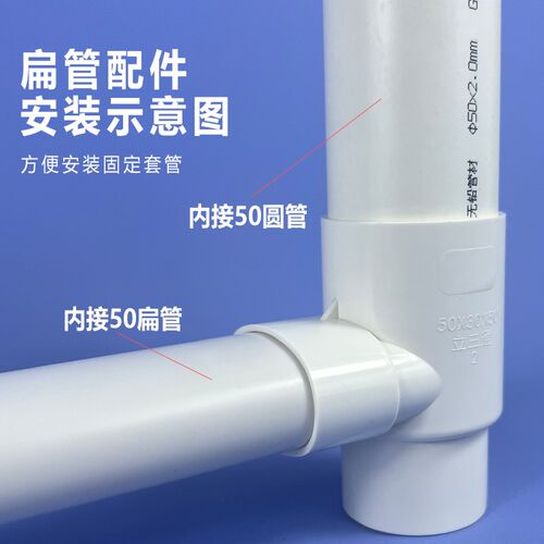 pvc扁管配件直接弯头水管配件圆转扁排水管件三通接头50异径管件