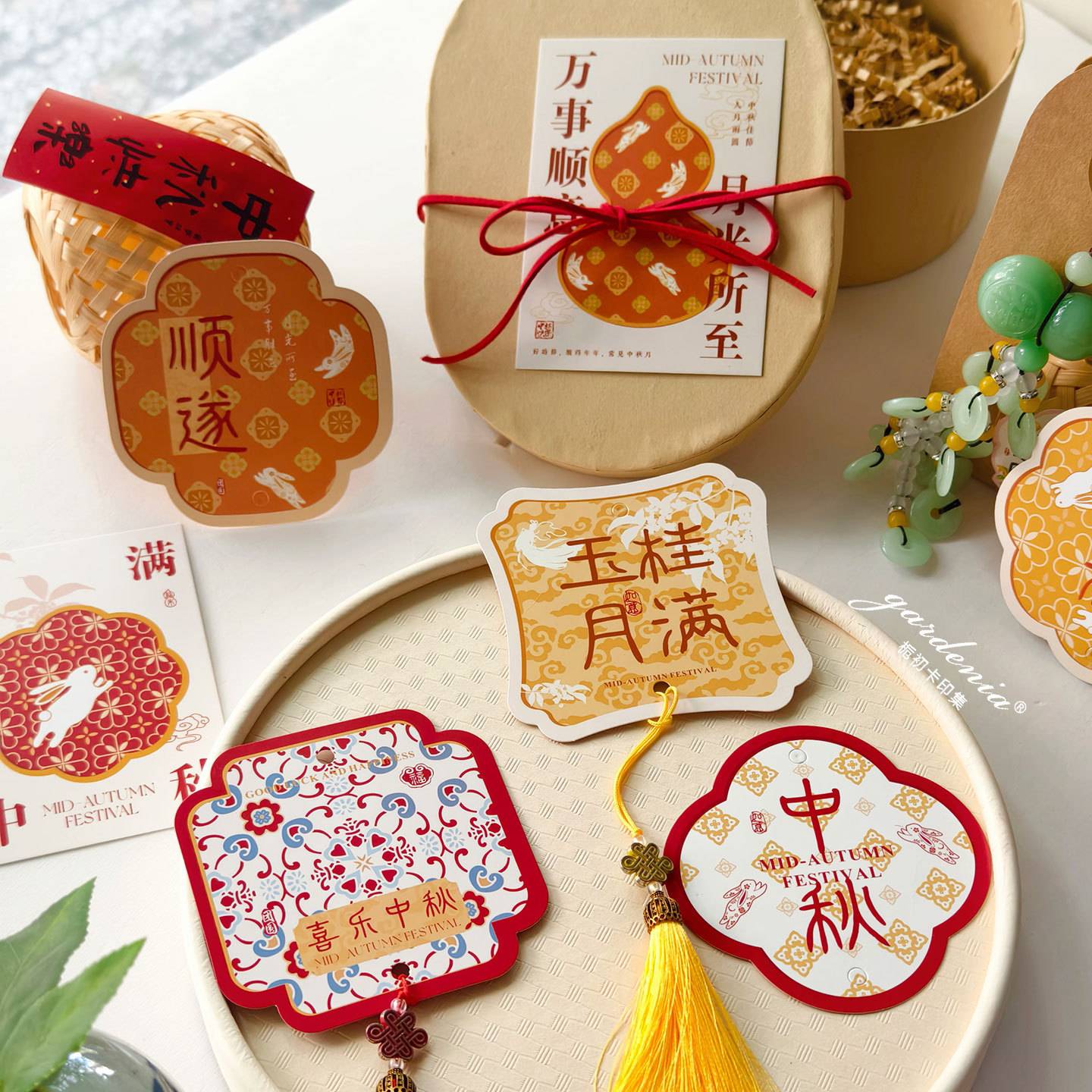 中秋节快乐贺卡公司礼品装饰卡片公司月饼礼盒祝福卡精致留言卡