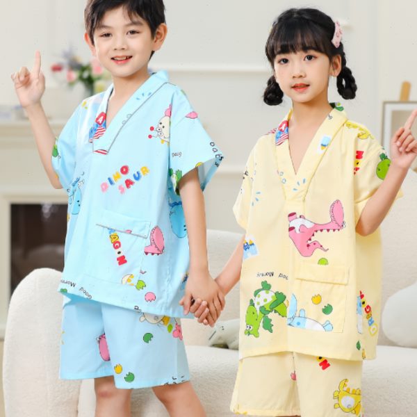 儿童汗蒸服棉质男女宝宝桑拿浴服中大童家居服睡衣小孩大小码按摩