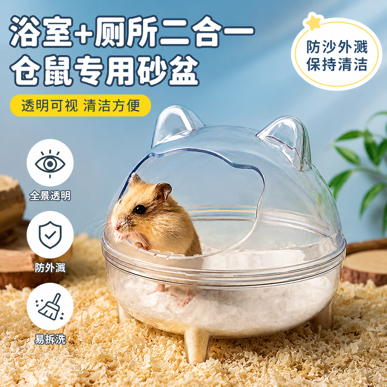 仓鼠浴室厕所两用尿砂盆小金丝熊洗澡专用浴缸浴沙盒宠物用品大全