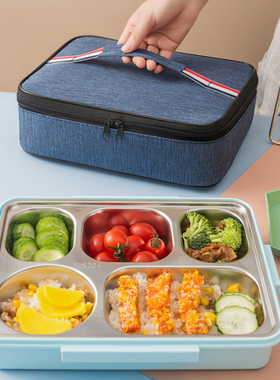 牛津布保温袋便当包饭盒袋手提包学生带饭包午餐包铝箔长方形饭袋