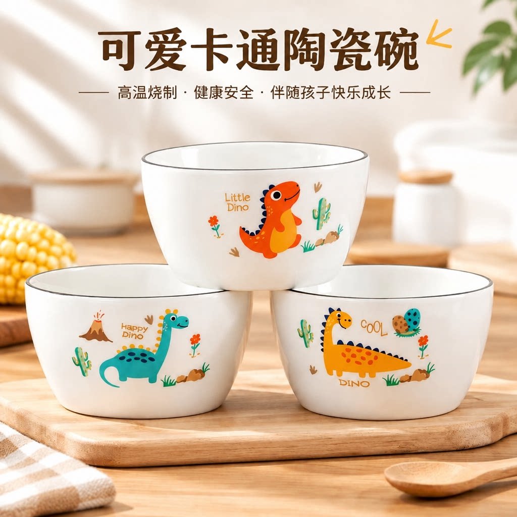 卡通碗盘子套装中式餐具