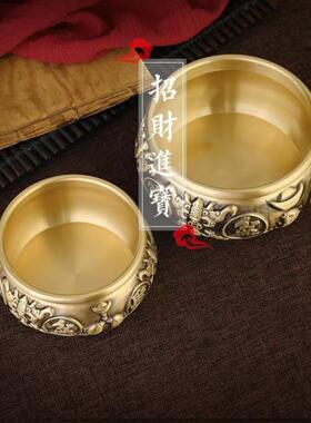 八福摆件礼品柜台聚宝盆存钱罐玄关黄铜客厅纯铜聚宝米缸装饰招财