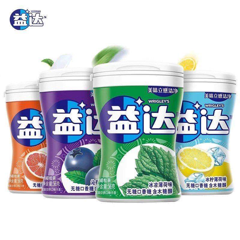 新货益达口香糖瓶装无糖木糖醇强劲薄荷味办公室零食清新口气休闲