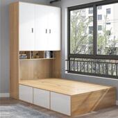 现代简约衣柜床一体组合家具省空间储物床镂空衣柜床组合榻榻米床