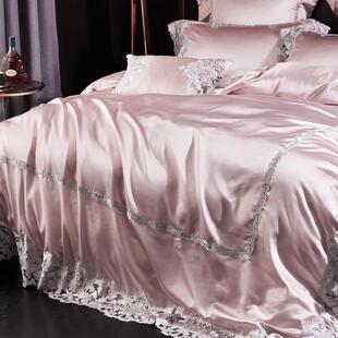 欧式奢华浪漫结婚四件套 高级时尚粉色床上用品结婚被套八十件套