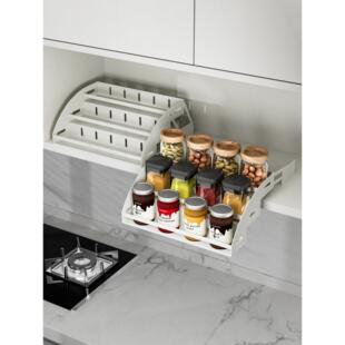 厨房吊柜升降拉篮橱柜下拉式调料品置物架高柜顶柜上下伸缩收纳架