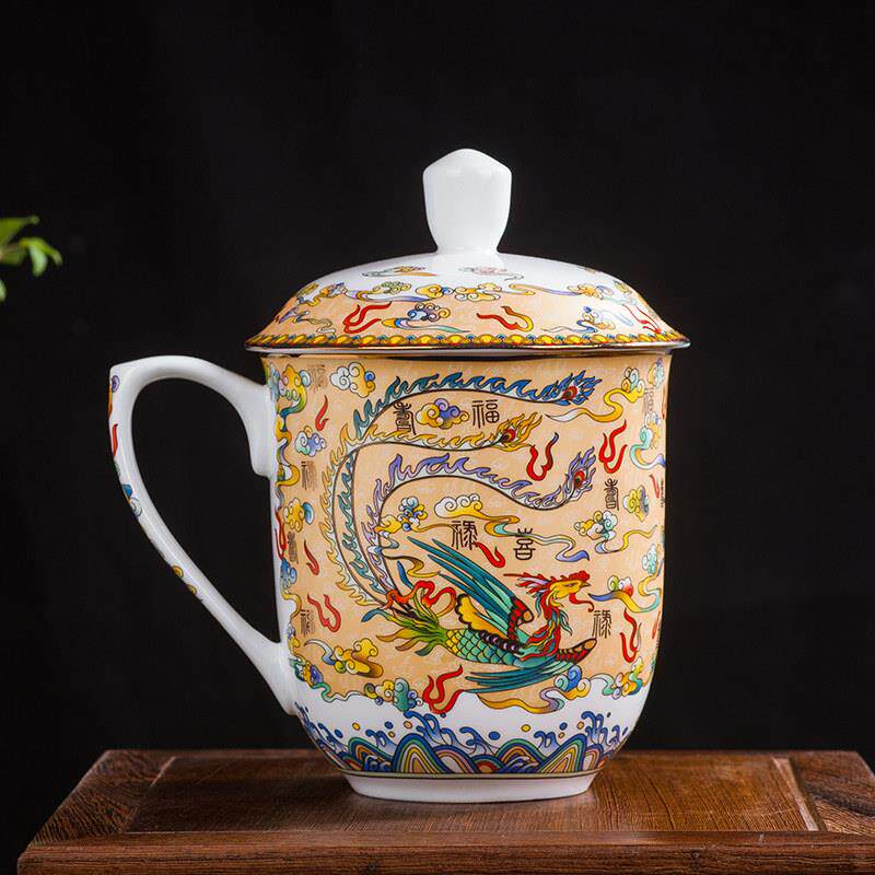 大号杯子陶瓷茶杯景德镇骨瓷水杯子850毫升办公会议男女专用水杯