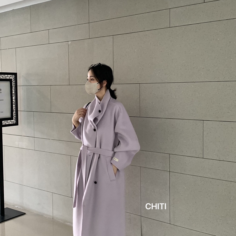 CHITI驰媞-时尚气质休闲羊毛外套(配腰带)（含95澳毛）(5山羊绒)