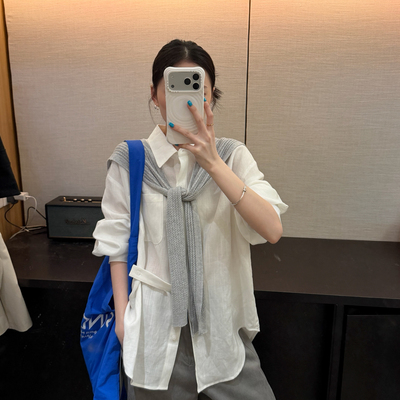 BEFORE SUNSET 日落/周末-2026春上新休闲简约长袖衬衫(配披肩)