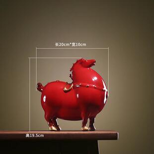 创意陶瓷覆古唐马摆件红马黑马客厅中式酒店会所桌面玄关软装饰品