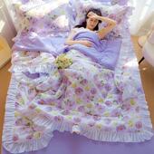 韩版 夏凉被花边水洗棉夏被空调被三件套四件套单双人薄被子可机洗