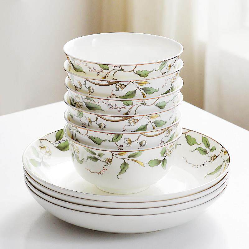 2025新款陶瓷碗碟套装家用盘子盘子骨瓷饭碗餐具碗盘面碗十碗十盘