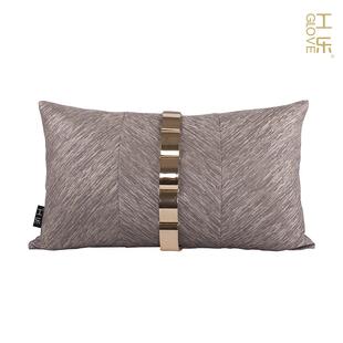 样板房床品靠垫简约客厅沙发条纹腰枕轻奢售楼处靠包 工乐布艺软装