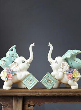 创意大象摆件客厅陶瓷家居装饰品电视柜酒柜玄关结婚礼物开业礼品