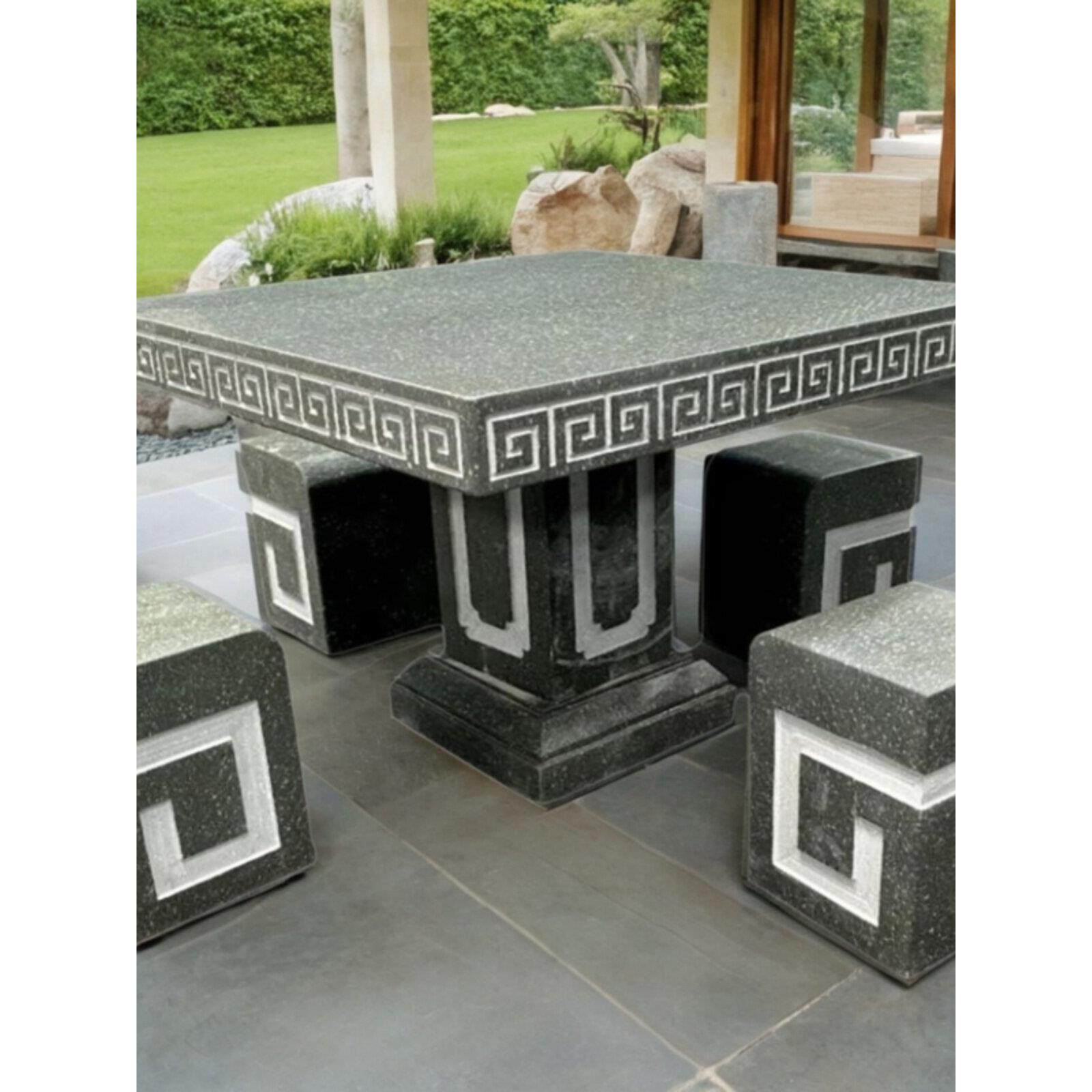 石桌石凳天然石材庭院花园户外一套方形室外花岗岩家用大理石桌子