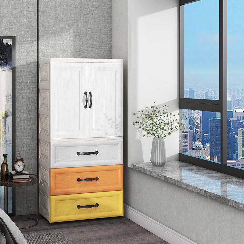 塑料双开门儿童衣柜卡通抽屉式收纳柜子欧式储物柜宝宝婴儿小衣橱