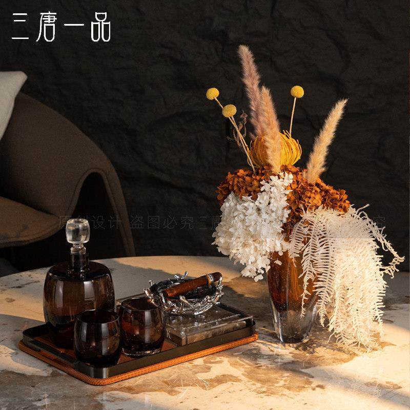 轻奢客厅茶几套装样板间样品屋展示中心高级感餐桌水晶花瓶真干,家居饰品,家饰软装搭配套装,淘宝优惠券,粉丝福利购,淘宝优惠卷