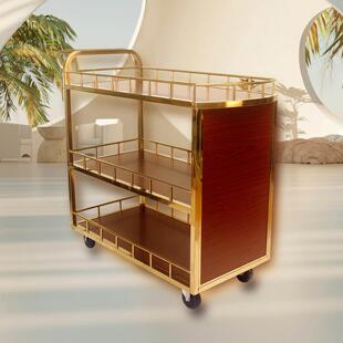 高档餐车酒店餐厅酒水车移动小推车传菜车商用送餐茶水蛋糕手推车