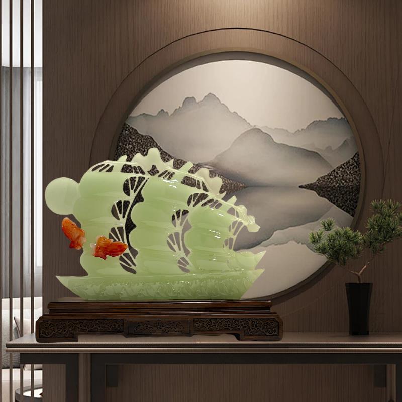一帆風(fēng)帆船擺公件招財玉石客廳家居順辦AXA室裝飾品開業(yè)喬遷居新