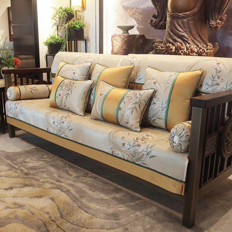 沙发垫新中式套笠罩巾 防滑四季通用轻奢抱枕高档定制实木坐垫123