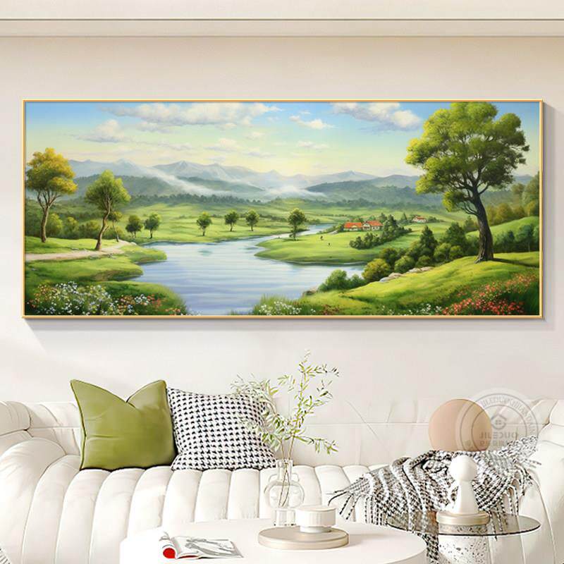 聚宝盆山水风景客厅装饰画 画沙发背景墙金山挂画 画大气横版办公