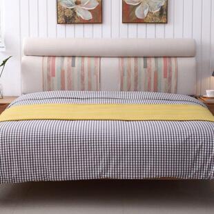 在斯堪的纳维亚床头板柔软包装榻榻米无床垫双人实木床大靠背枕头