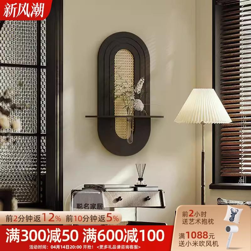 立体砂绿岩竹编花客装饰画植植物玄瓶关挂画过道走廊H0303142高级图片