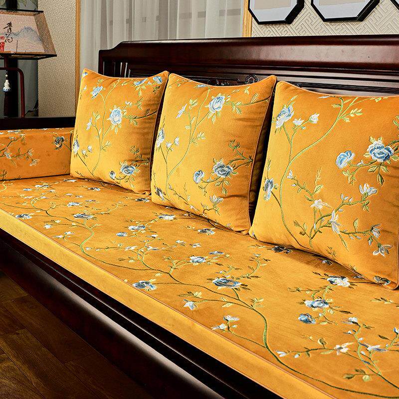 红木沙发坐垫新中式椅垫实木家具座垫罗汉床五件套海绵垫定制防滑