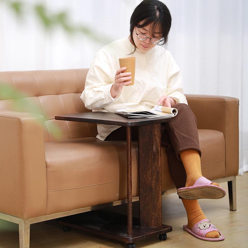 实木沙发带边几客厅家S0545用台茶桌置物架床边小可茶几轮子阳移