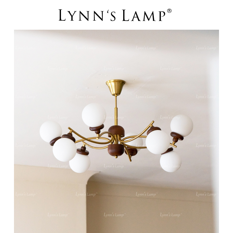 Lynns立意 客厅魔豆大灯 中古风实木卧室主卧法式书房日式大吊灯