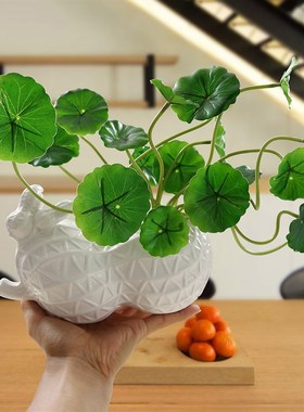 花生荷叶花瓶摆件客厅装饰品电视柜酒柜工艺品陶瓷结婚礼物办公室