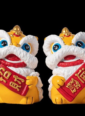 国潮招财进宝醒狮一对摆件创意醒狮高级感小众礼品办公室桌面装饰