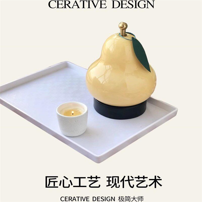 小夜灯床头灯氛围台灯中古法式奶油梨子台灯卧室床头书房客厅装饰